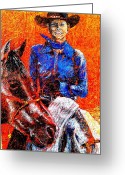 All Greeting Cards - A Girl On Horse Greeting Card by Artist  Singh
