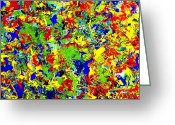All Greeting Cards - Blue Red And Yellow Greeting Card by Artist  Singh