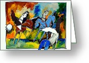 All Greeting Cards - Horses Battle  Greeting Card by Artist  Singh
