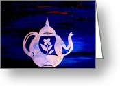 All Greeting Cards - Kettle with flower Greeting Card by Artist  Singh