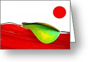 All Greeting Cards - Pear Under The Red Sun Greeting Card by Artist  Singh