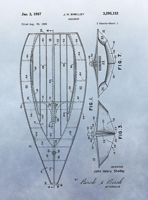 1967 Sailboat Patent Print by Dan Sproul