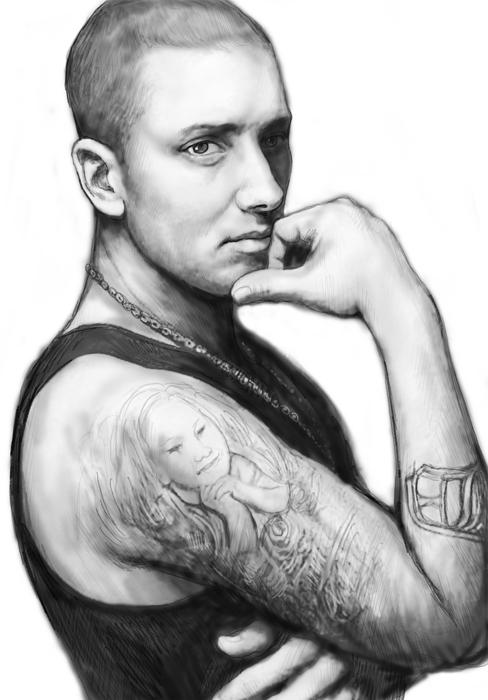 Eminem Art Drawing Sketch Portrait Print By Kim Wang