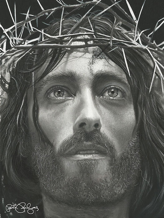 Jesus Christ Of Nazareth Charcoal Drawing by Peter Perlegas