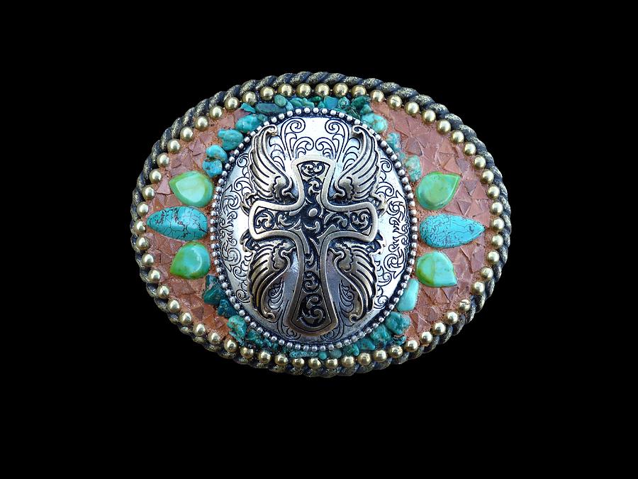  - -western-southwestern-christian-cross-with-turquoise-mosaic-belt-buckle-katherine-sutcliffe