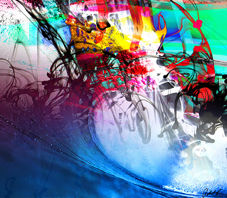 48x41 The Scream 2012 Blue Ocean Wave Signed Art