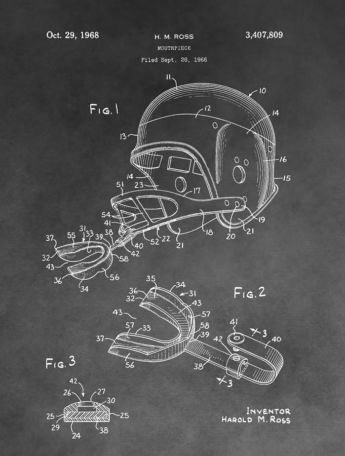 Football Helmet Patent Drawing By Dan Sproul