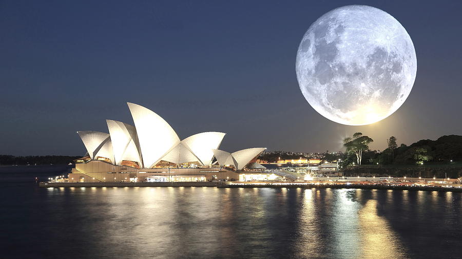 Full Moon Over Sydney's Opera House Photograph by Gary Blackman