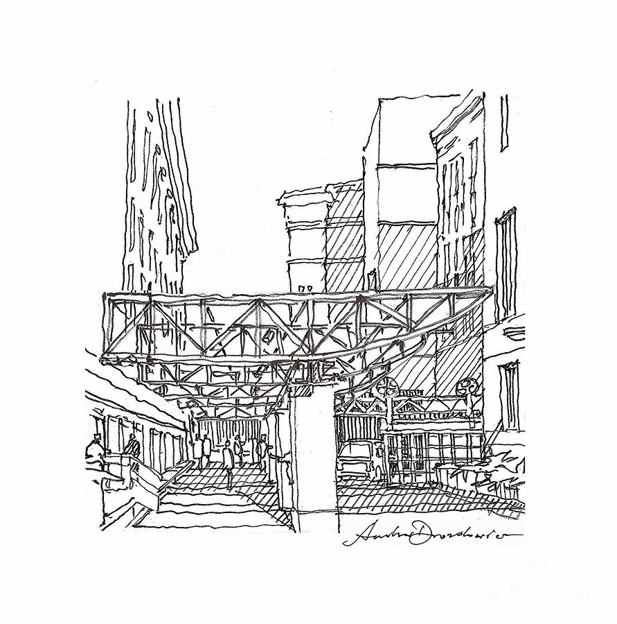 Mall Drawing by Andrew Drozdowicz