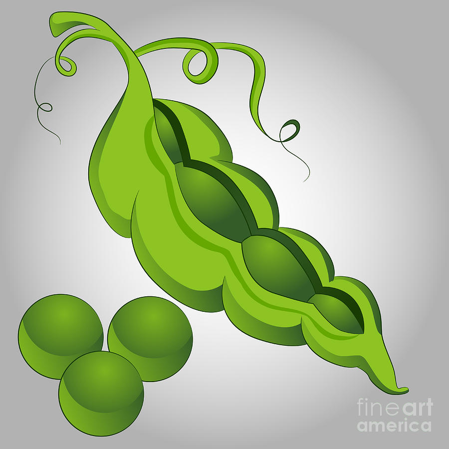 Pea Pod Cartoon Digital Art by John Takai