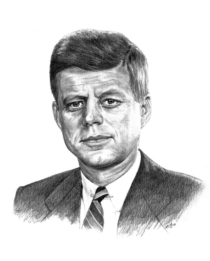 President John F Kennedy Drawing by Lou Ortiz