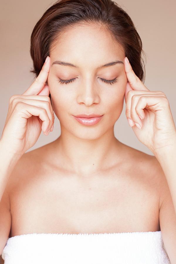 Woman Massaging Her Face Photograph By Ian Hooton Science Photo Library Fine Art America