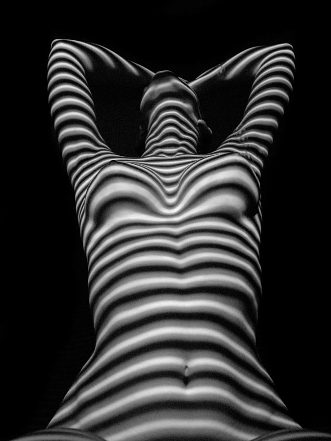 1212-MAK Zebra Woman BW Striped Abstract Fine Art Powerful