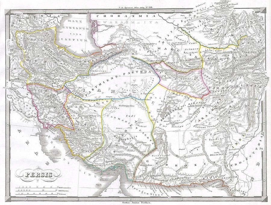 Spruneri Map Of Persia Iran Iraq Kuwait Photograph By Paul Fearn