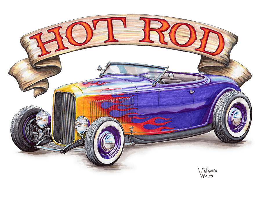 1932 Hot Rod Roadster Drawing by Shannon Watts