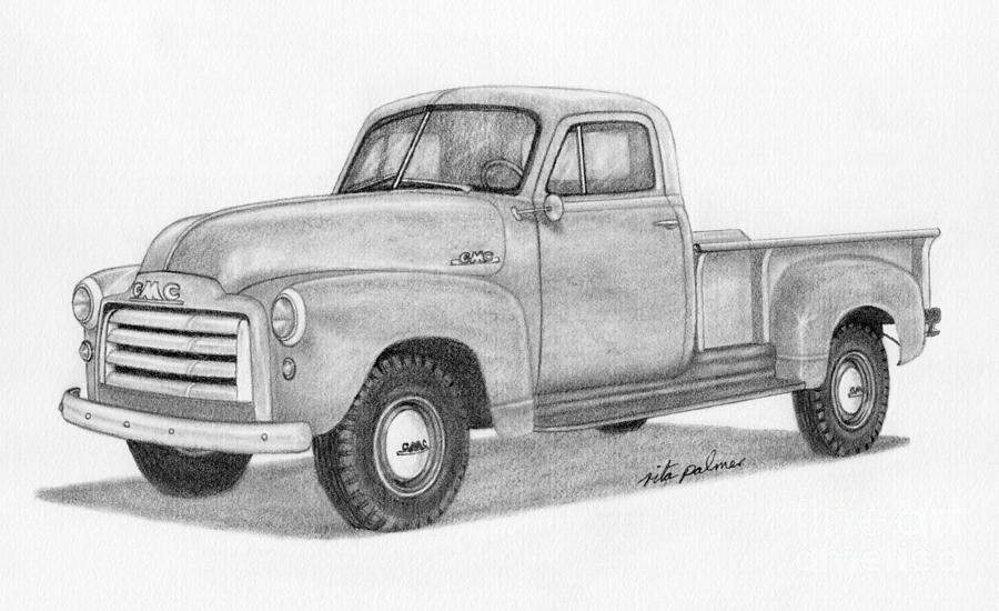 1951 Gmc Pickup Truck Drawing by Rita Palmer