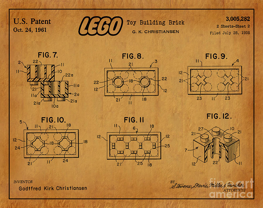 1961 Lego Building Blocks Patent Art 6 Digital Art By Nishanth