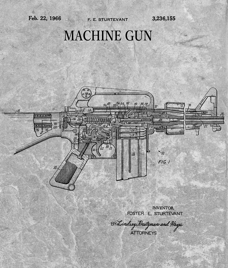 images of machine gun drawings spacehero 1966 machine gun patent charcoal drawing by dan sproul