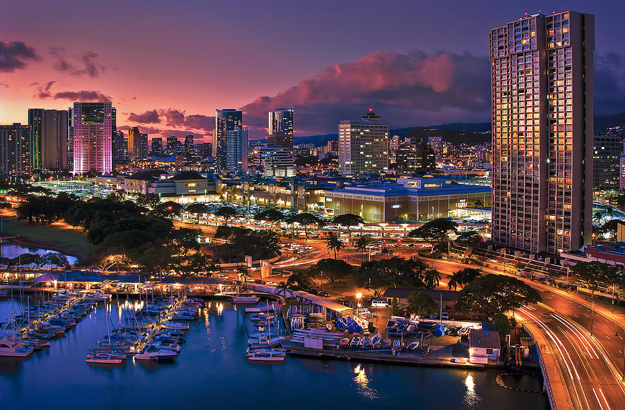Honolulu City Lights Photograph by Hawaii Fine Art Photography