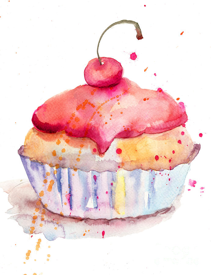 Watercolor Illustration Of Cake Painting by Regina Jershova