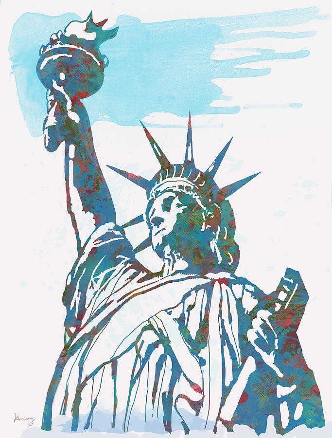 Statue Liberty Pop Stylised Art Poster Drawing By Kim Wang