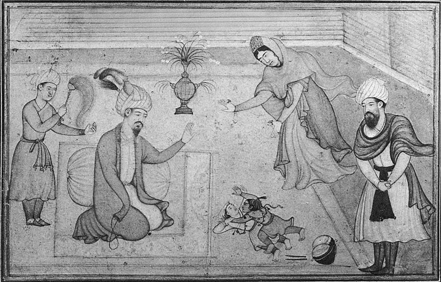 Akbar As A Young Child Wrestling With His Cousin For Possession Of A Toy Drum In The Presence Of His Father H Art Masters Miniature Painting Chinese Warrior