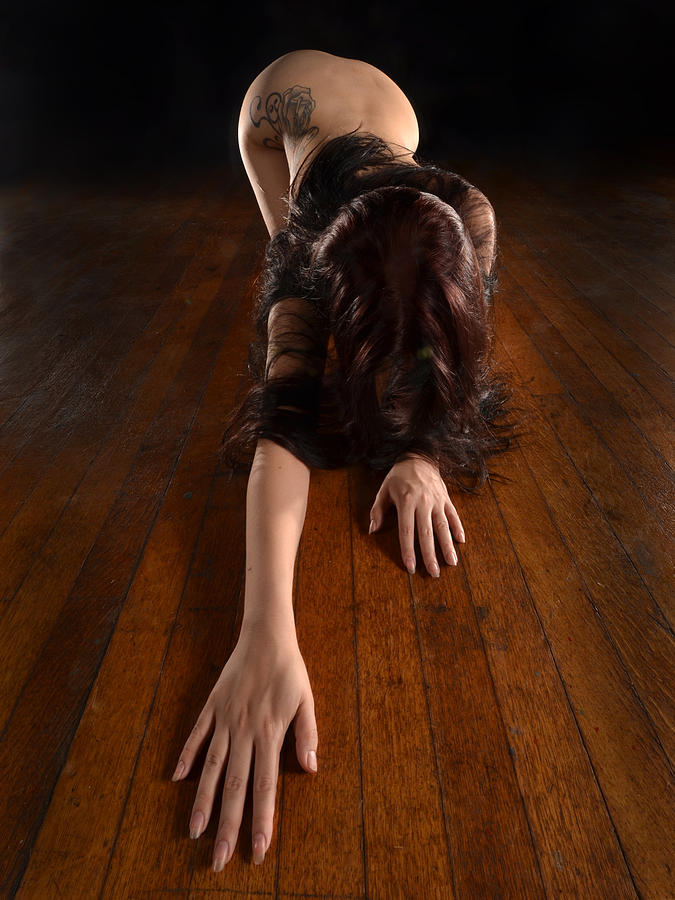 9124 Submissive Woman Hands Out Long Dark Hair Down Photograph By Chris