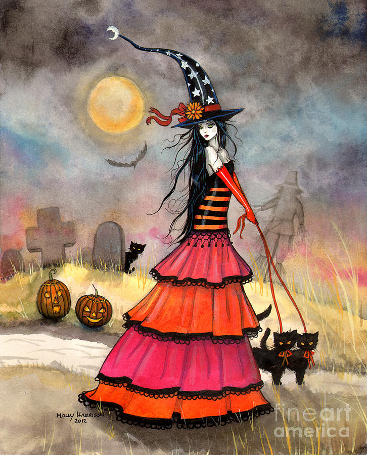 A Halloween Stroll Painting By Molly Harrison