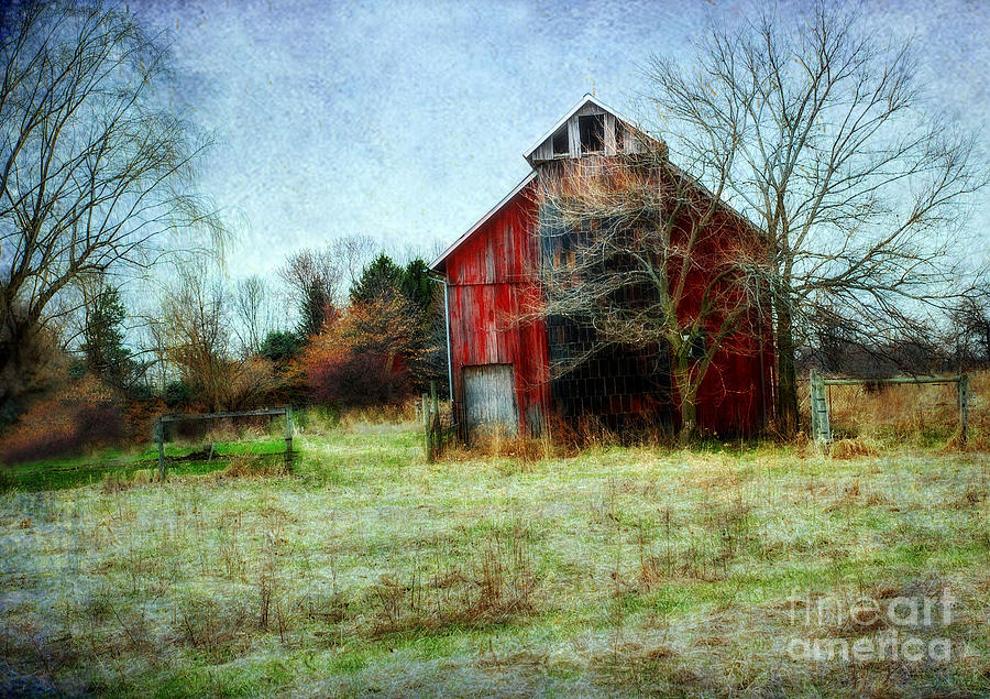 Abandoned Red Barn With Silo Photograph - Abandoned Red Barn With Silo 