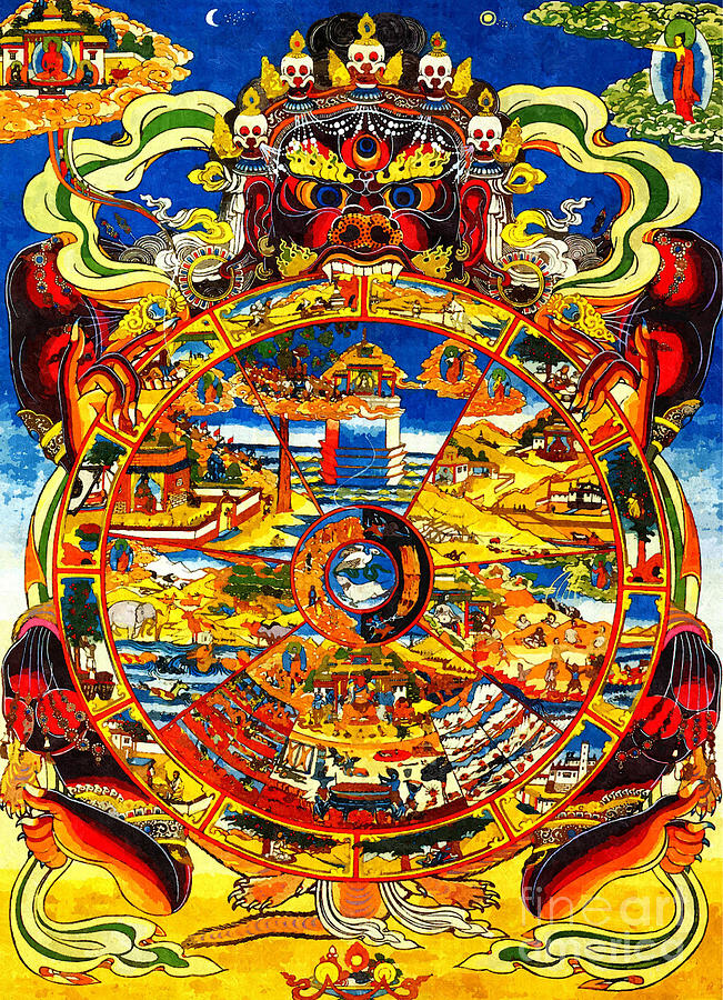 tibetan wheel of life parody with food