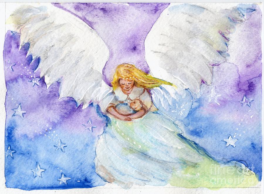 Angel Holding Baby Child Painting By Sylvia Pimental