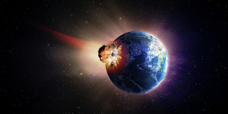 Asteroid Impacting Earth Photograph By Andrzej Wojcicki Science Photo