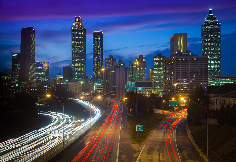 Atlanta Downtown By Night Photograph