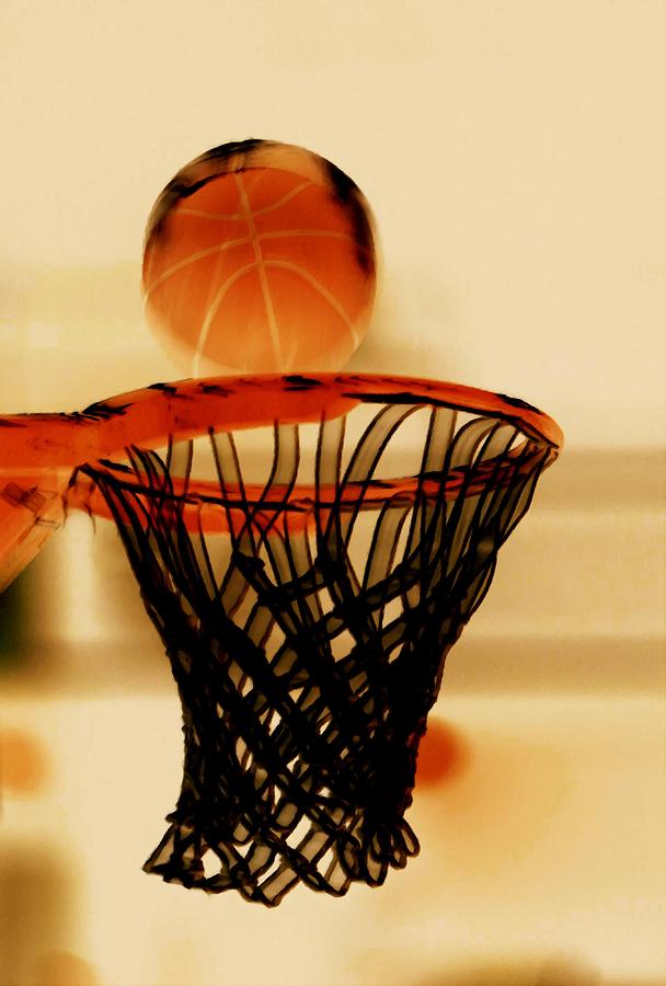 Basketball Hoop And Basketball Ball 1 Painting by Lanjee Chee