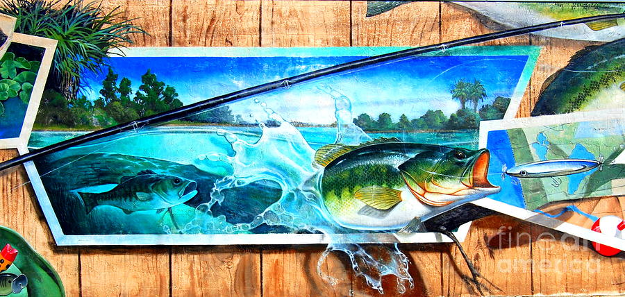 Bass Fishing Wall Mural by Linda Rae Cuthbertson