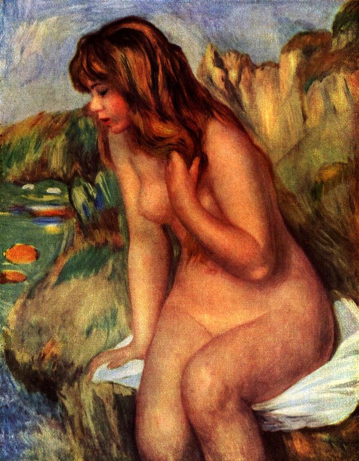 Bathing Woman Painting By Pierre Auguste Renoir Fine Art America