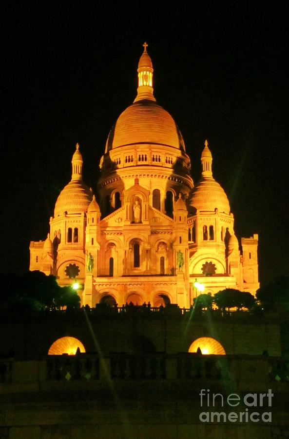 Beautiful Sacre Coeur Basilica At Night Photograph by John Malone