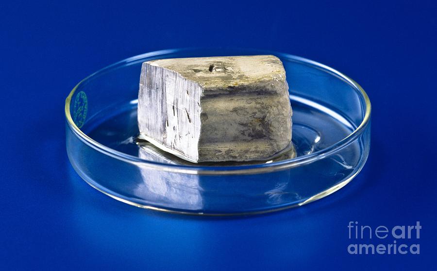 Block Of Sodium Metal, A Chemical Element Photograph by Martyn F. Chillmaid