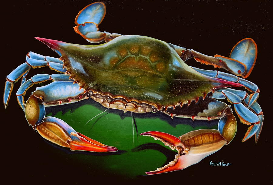 Blue Crab Open Claw Painting by Phyllis Beiser