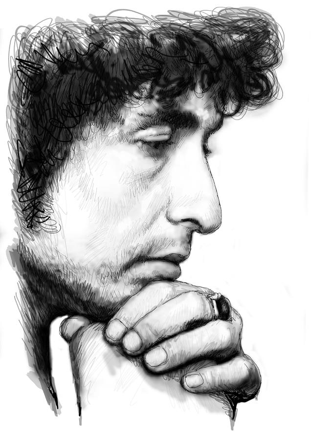 Bob Dylan Blackwhite Drawing Sketch Poster Drawing by Kim Wang