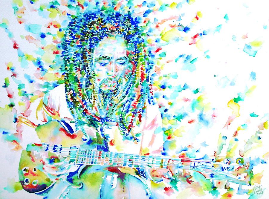 Bob Painting - Bob Marley Playing The Guitar - Watercolor Portarit by ...