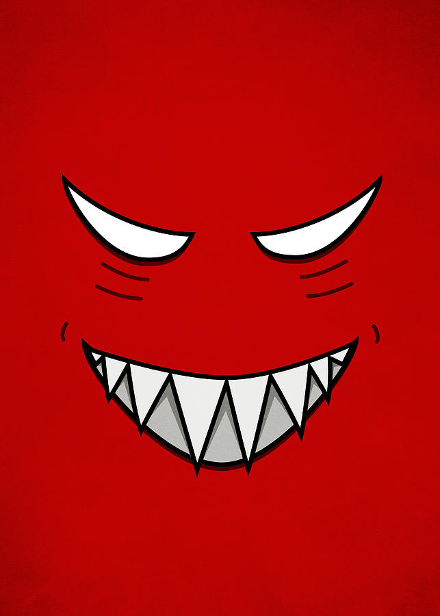 Cartoon Grinning Face With Evil Eyes Digital Art By Boriana Giormova 