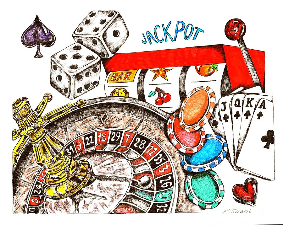 Casino Drawing by Karen Sirard