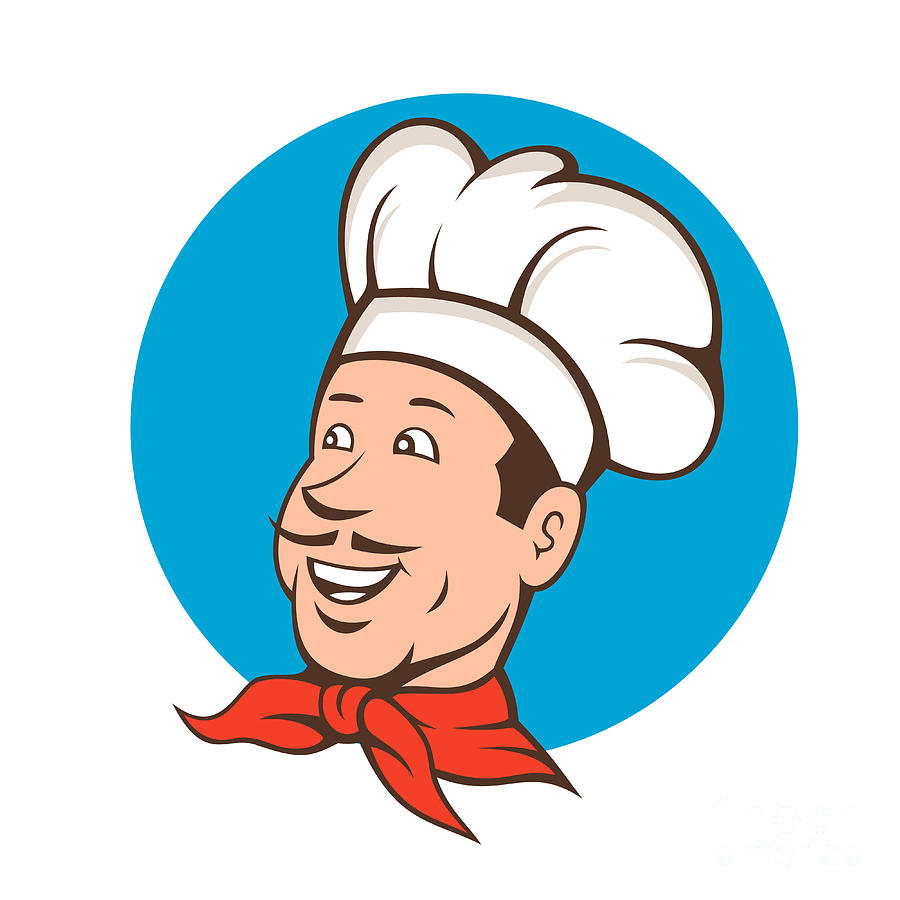 Chef Cook Baker Smiling Cartoon Digital Art by Aloysius Patrimonio