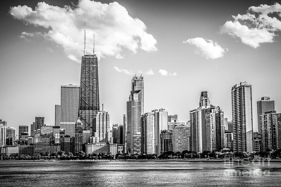 Chicago Skyline Picture In Black And White Photograph by Paul Velgos