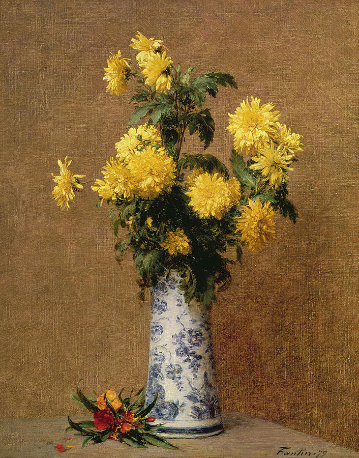 Chrysanthemums, 1879 Painting by Ignace Henri Jean FantinLatour
