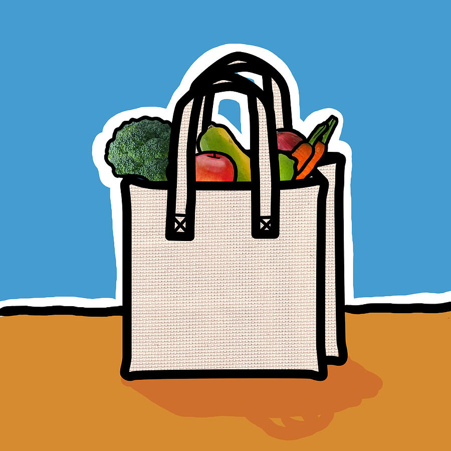 Cloth Shopping Bag With Vegetables Photograph Cloth Shopping Bag With Vegetables Photograph