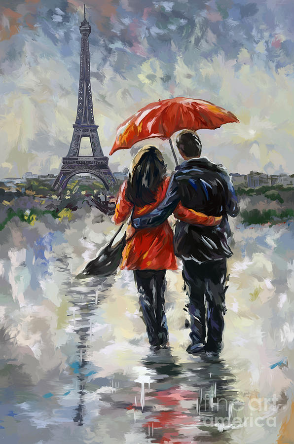 couple walking in the rain Paris by Tim Gilliland