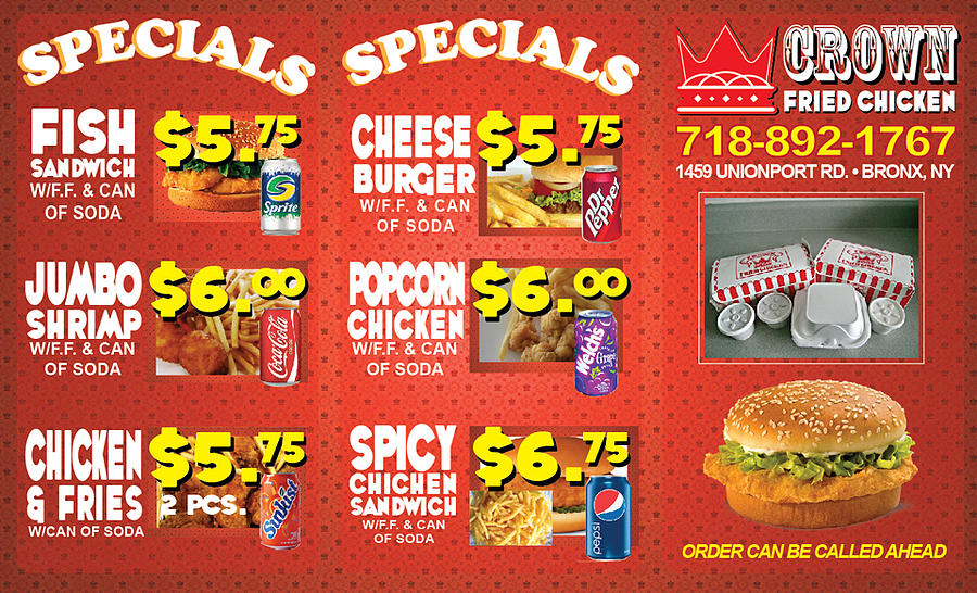 Crown Fried Chicken Menu Digital Art