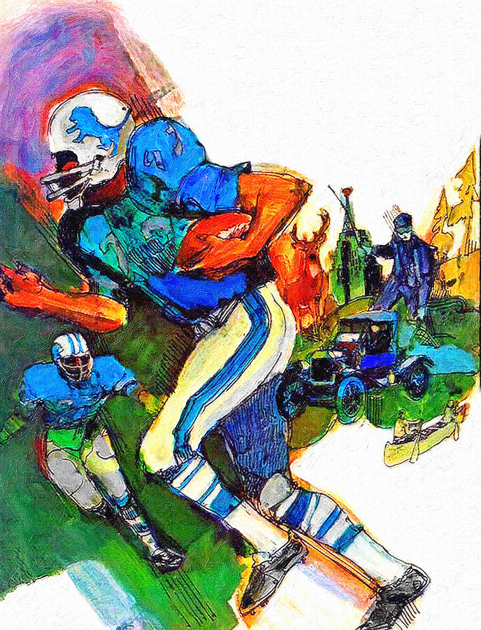 Detroit Lions 1967 Vintage Print Painting By Big 88 Artworks